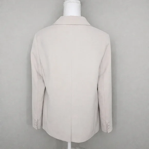 Daxi Retro Styling Greige Double Breasted Tailored Blazer Minimalist Normcore - Picture 6 of 10
